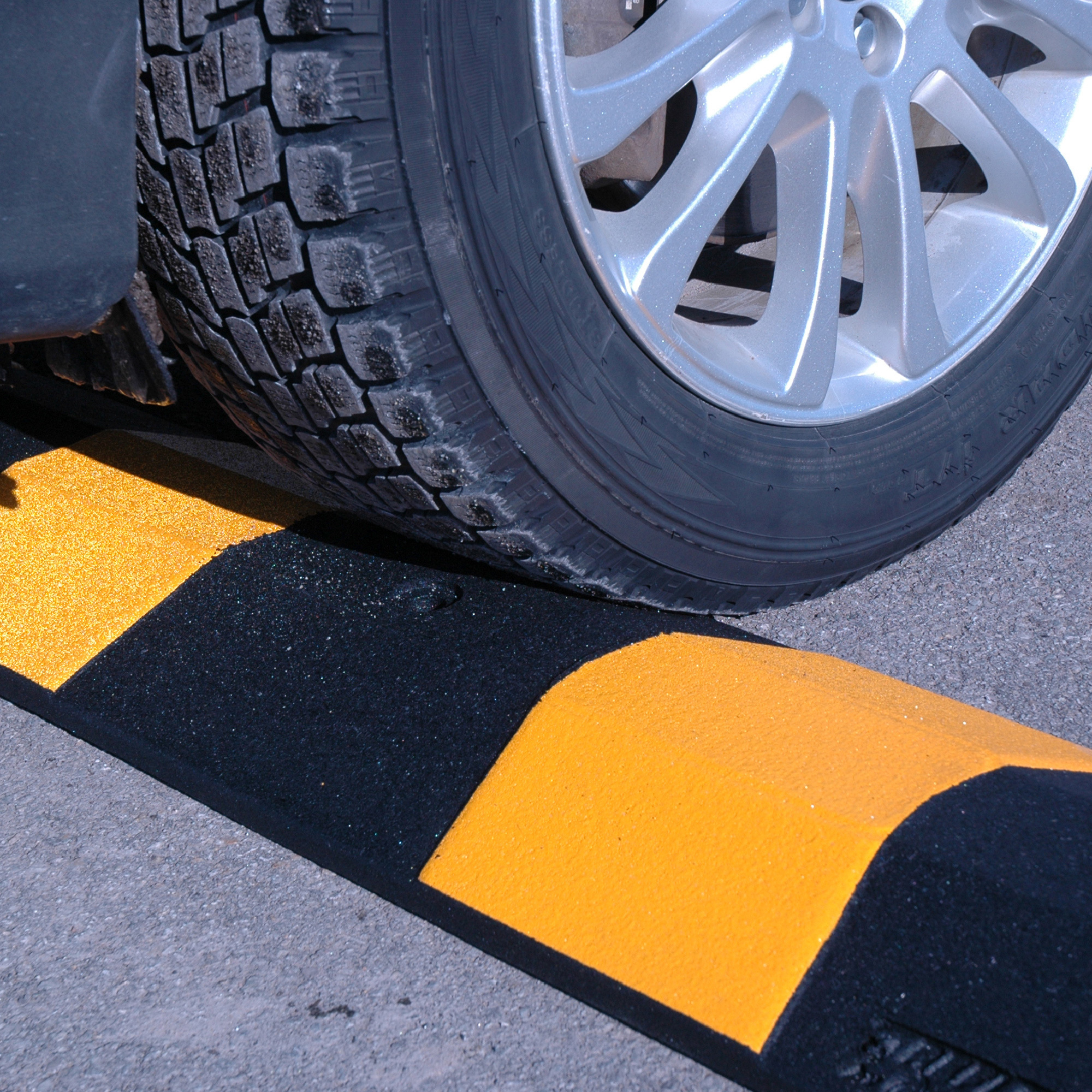 Technoflex Speed Bumps with Reflective Stripes - 72in.L, 2-Pk., Recycled Tires, UV-Resistant